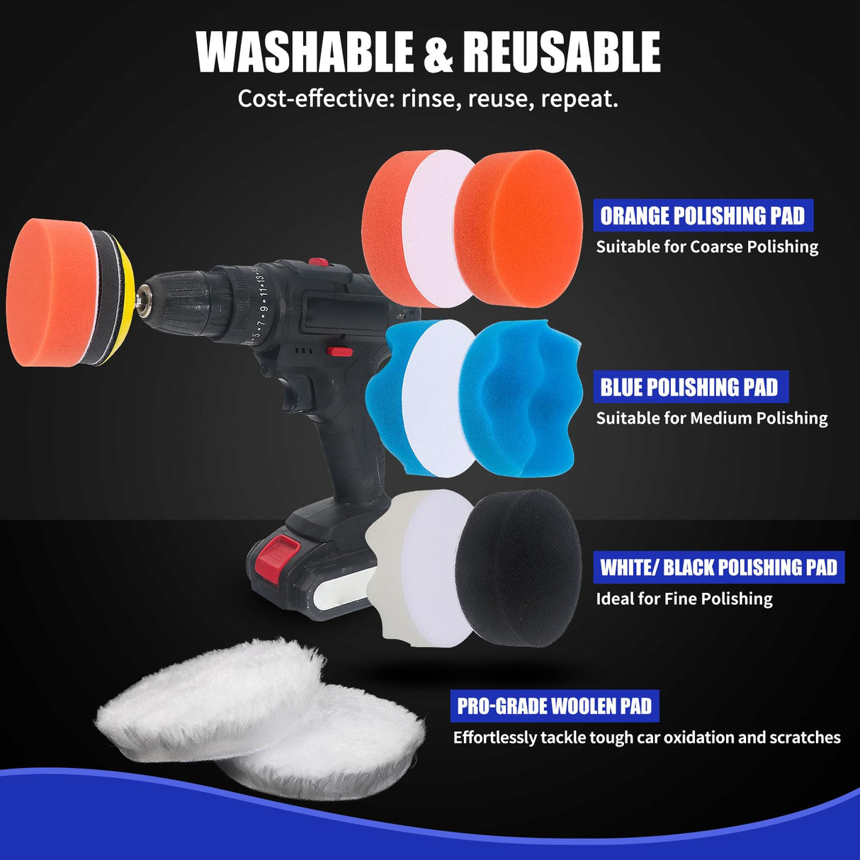 133 PCS Sanding Disc Drill Polishing Kit Sanding Attachment, 3 Inch Wet Dry Headlight Restoration Kit, Hook and Loop Sandpaper Buffing Pads with Rotary Tools for Car Wood Metal Glass Resin Expoxy