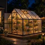 HOOYEAH 6x8 FT Polycarbonate Greenhouse, Walk-in Greenhouses for Outdoors, Aluminum Frame Plant Green House with Locking Door & Roof Vent, Heavy Duty Winter Green House Kit for Outside Backyard