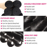 12A Human Hair Bundles 24 26 28 30 Inch Body Wave Bundles Human Hair 100% Unprocessed Brazilian Virgin Weave Bundles 4 Bundles Real Natural Black Wavy Human Hair Extensions 1B Bundles for Women