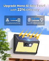 Peasur Solar Lights Outdoor Motion Sensor, 6 Pack 140 LED Solar Powered Fence Light Waterproof, 3 Modes Security Wall Lighting for Outside Yard Deck Garden