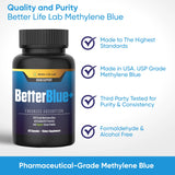 BETTER LIFE LAB Methylene Blue Capsules Pharmaceutical Grade – 60ct – Brain, Energy & Cellular Health Support