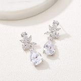 SWEETV Cubic Zirconia Wedding Earrings for Brides Bridesmaids