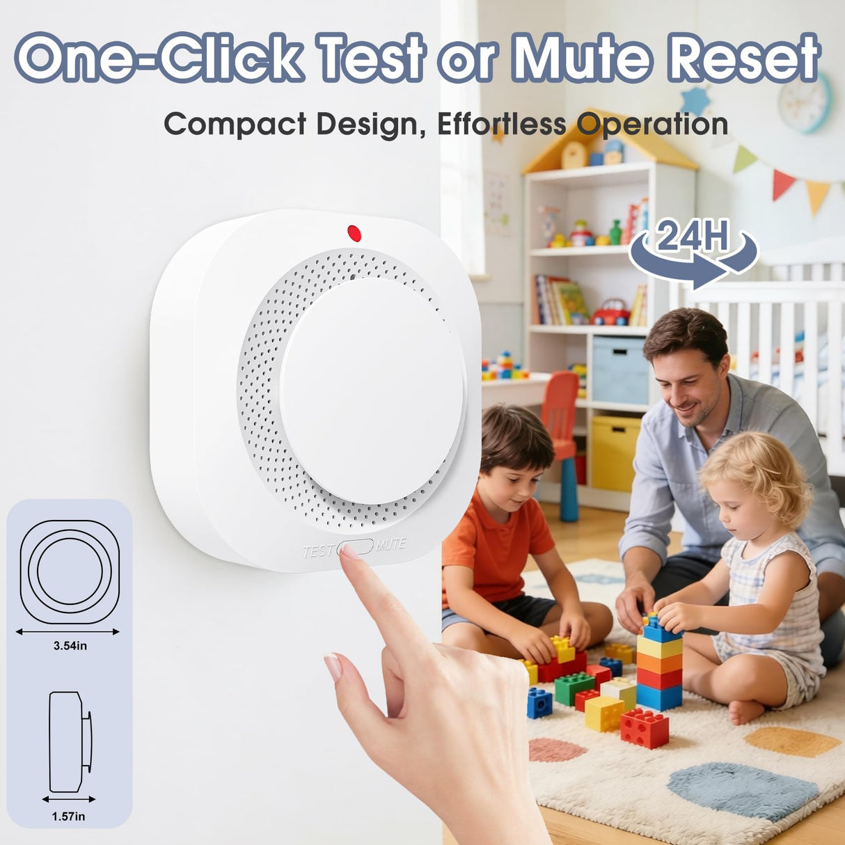 Smoke Detector, Battery Operated Smoke Alarm with Photoelectric Technology, Fire Alarms Smoke Detectors with LED Indicator and Test Button(6 Pack)