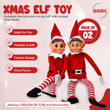 Quebec Naughty Elf Set - Boy & Girl Christmas Elf Figures, Santa's Little Helper Inspired, Soft Body, Vinyl Faces, 12 Inch, Couple