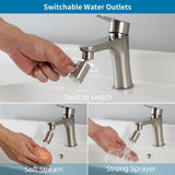 Hibbent NSF/ANSI/CAN 61 Certified Faucet Aerator, Kitchen Sink Faucet Aerator, 2 Water Flow CUPC Certification 360-degree Swivel Faucet Extender, 55/64 Inch Female Thread, Water Saving-Brushed Nickel