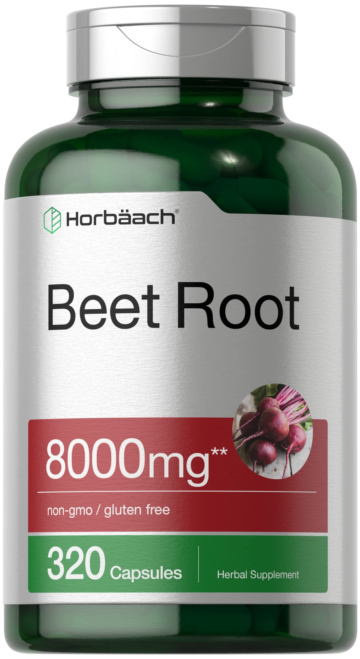 Horbäach Beet Root Powder Capsules 8000mg | 320 Pills | Non-GMO, Gluten Free Formula | High Potency Herbal Extract Supplement