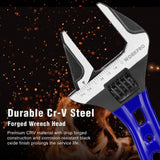 WORKPRO 6-Inch Stubby Adjustable Wrench, 1.5-Inch Extra Wide Jaw Opening Wrench, Metric/SAE Scales, Cr-V Steel, Ideal for Work in Confined Spaces