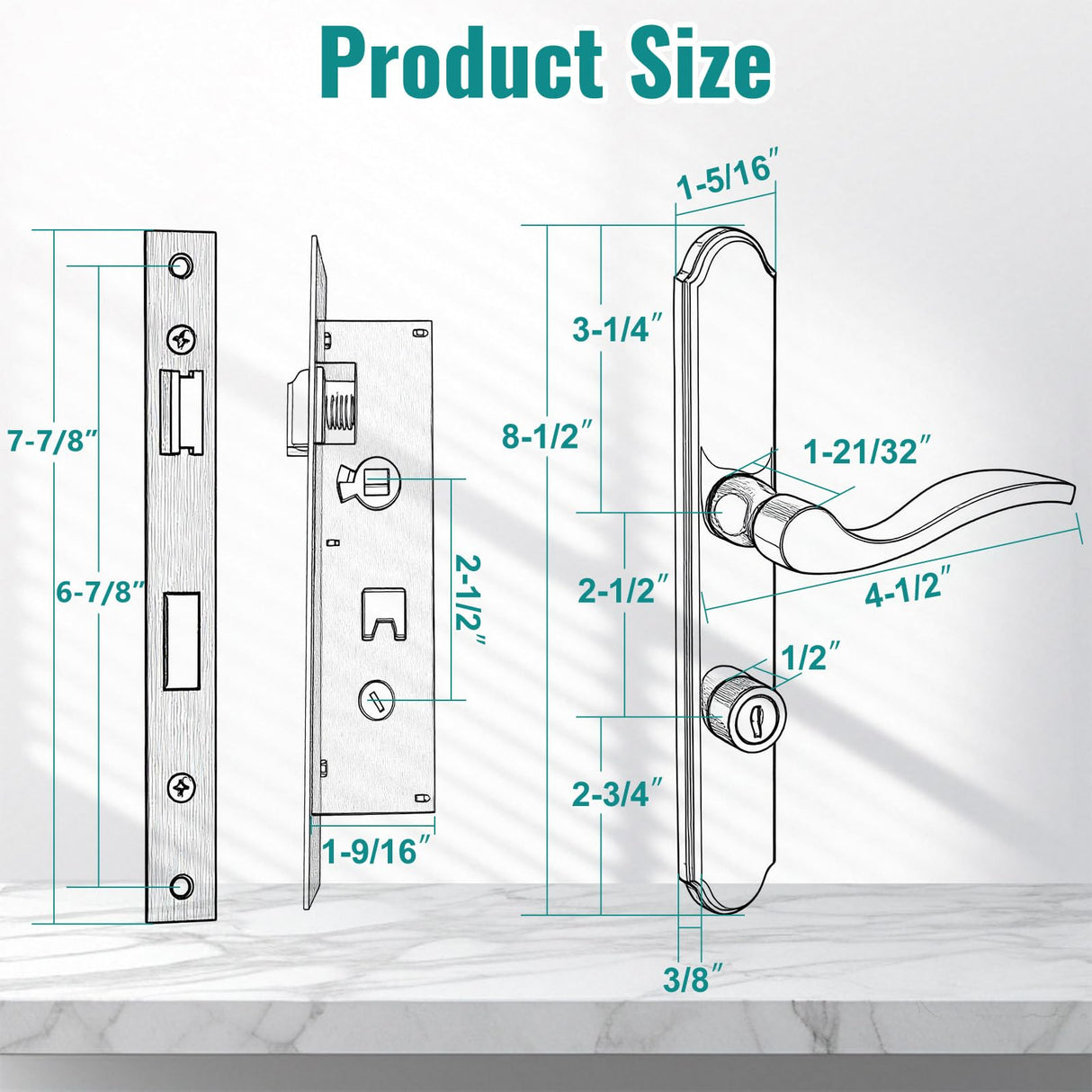 Maxxgeek Flat Slot Storm Door Mortise Lock Body Fits for Older Storm Doors, 2-1/2" Handle PZ, Handle Not Included (Brushed Nickel)