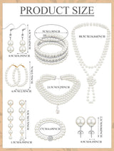BBTO 8 Pcs Pearl Necklace Earring Set Women Wedding Jewelry,Vintage Style
