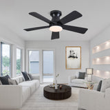 Goniyado 41" Black Low Profile Ceiling Fans with Lights and Remote, Modern Flush Mount Ceiling Fan Light with Quiet Reversible DC Motor for Bedroom Kitchen