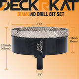 DECKRKAT 3-3/4"Diamond Hole-Saw Bits with Pilot Drill Bit - 3-3/4"Diamond Tipped Tile Hole Saws with Guiding Bit Accurate Drilling for Porcelain Tile Ceramic Pottery Granite Stone Glass Bottles 95mm