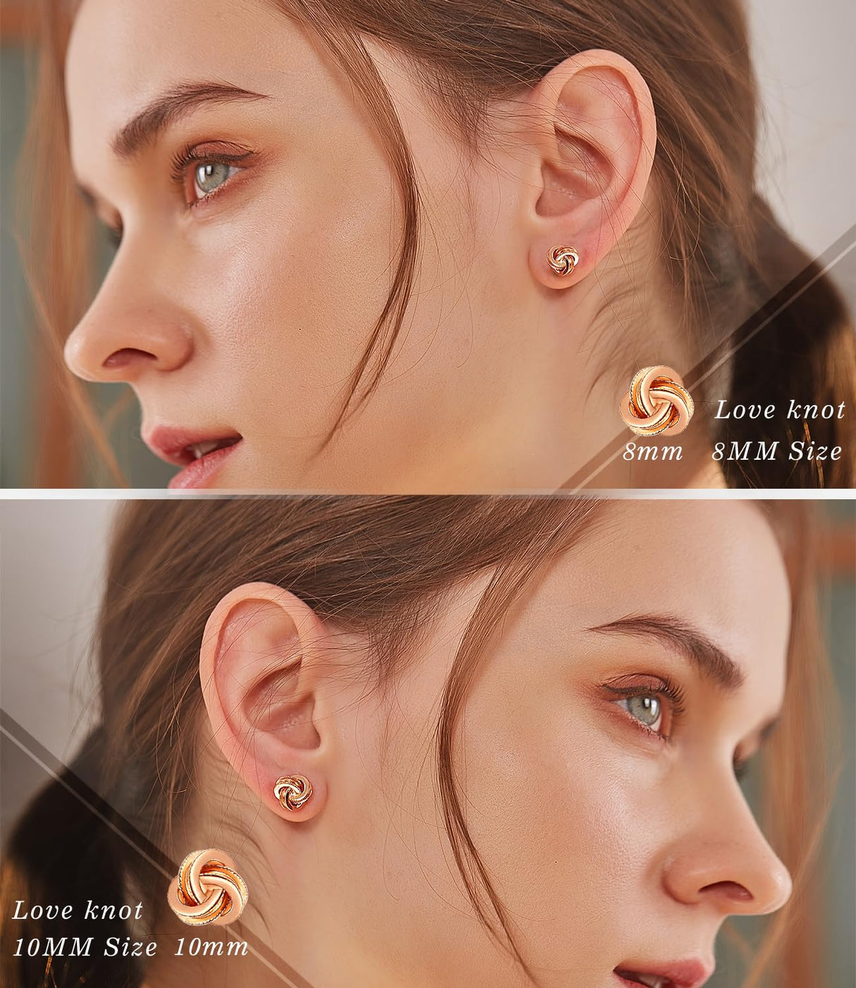 Gold Plated Sterling Silver Studs Love Knot Earrings For Women | Hypoallergenic & Nickle Free Jewelry for Sensitive Ears (8, white-gold-plated-silver)