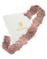 BioMag Magnetic Copper Bracelet for Women Men, 99.99% Pure Copper Cuff Bangle with 6 Pcs 3500 Gauss Magnets, Adjustable Jewerly Gift