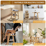 Bamboo Shower Bench Stool, Shower Chair for Inside Shower with 2-Tier Storage Shelf, Waterproof Shower Seat for Shaving Legs, Spa Bathroom Shower Bench for Senior Adult Disabled Elderly