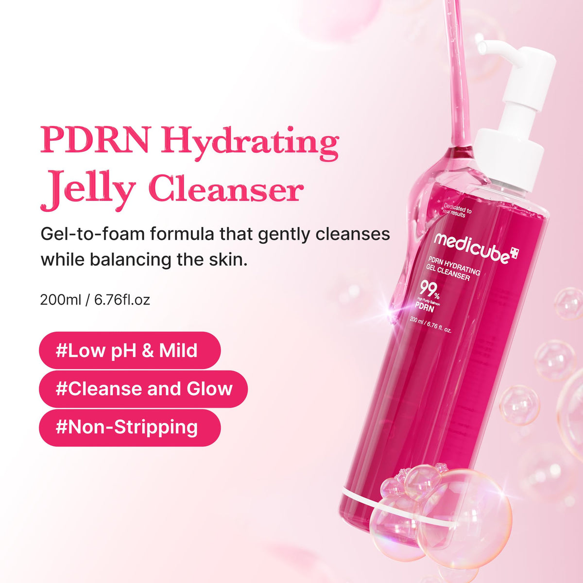 medicube PDRN Jelly to Foam Cleanser - Gentle Low pH Hydrating Cleanser