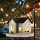 MrCrafts Solar Bird Feeder - Hanging Metal Bird House Feeder with Solar Lights, Outdoor Solar Lantern, Garden Decor for Outside, Unique Gifts for Mom, Grandma, Christmas