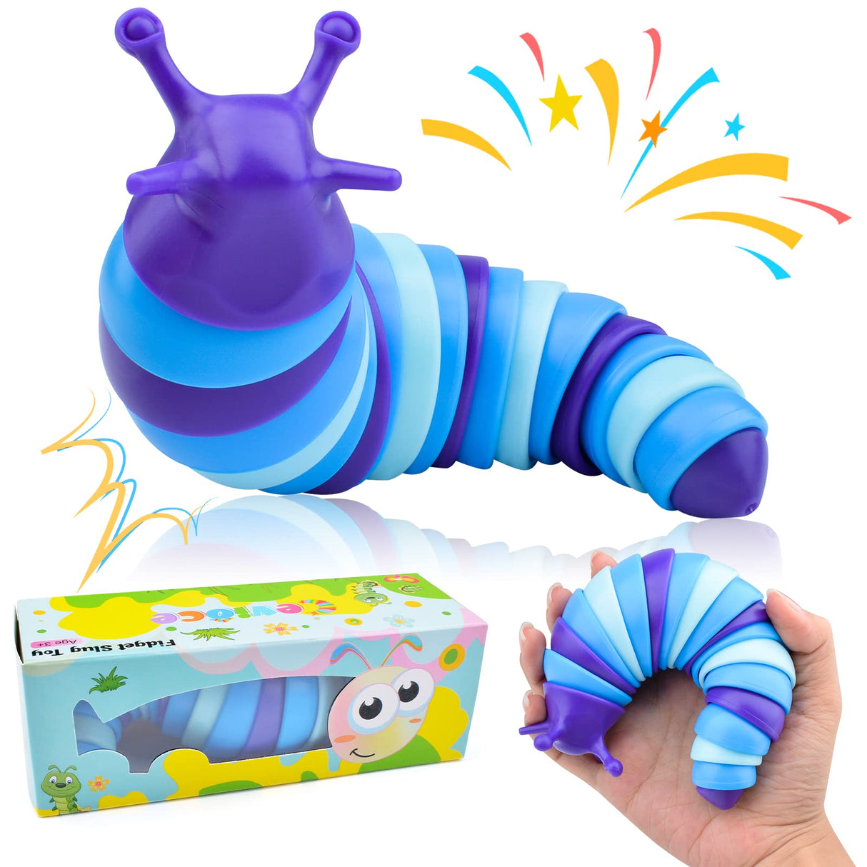 Cevioce Sensory Slug Fidget Toys,Fidget Slug Toys for Adults & Kids Party Favors,1 PC Cute Autism Sensory Toys for Autistic Children,Toddler Christmas Stocking Stuffers,Travel Toys for 1+ Year Old B