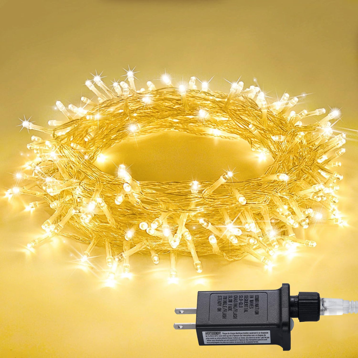 JMEXSUSS 100 LED Warm White Christmas Lights, Indoor String Light Bedroom 8 Modes Christmas Tree Lights Plug in, 33ft Connectable Fairy Twinkle Light Outdoor for Home Garden Xmas Tree Decor