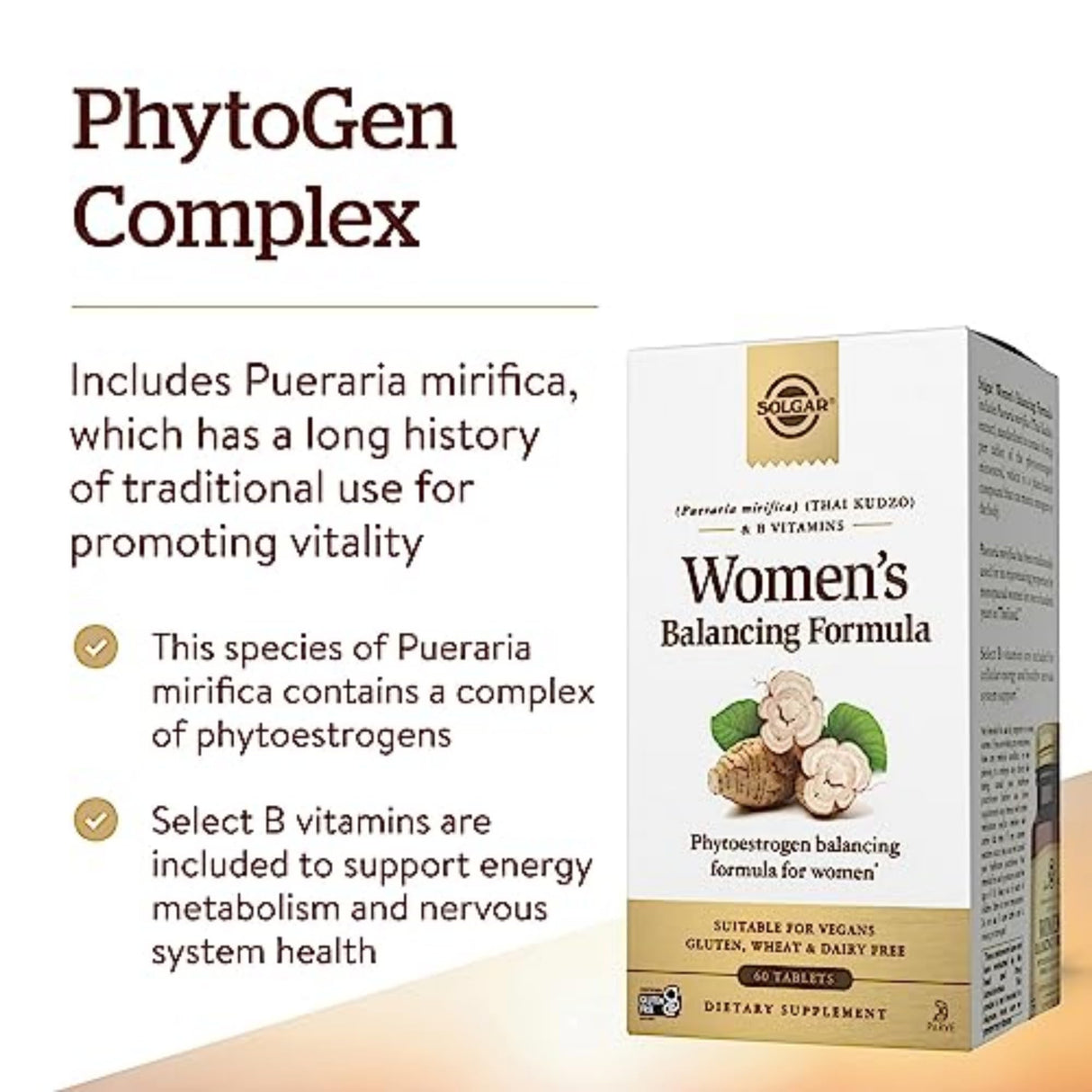 Solgar Women's Balancing Formula, 60 Tablets - Pueraria Mirifica - Phytoestrogen Balancing Formula, Energy Metabolism, Nervous System Health - Vegan, Gluten-Free, Dairy Free, Kosher - 60 Servings