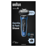 Braun Electric Shaver for Men, Series 6 6120s, Wet & Dry Shave, Turbo & Gentle Shaving Modes, with Precision Trimmer & Pouch, Blue
