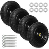13 Inch Solid Rubber Tires, 4.00-6 Tire Flat Free with 5/8" Bearings, 2.17" Offset Hub for GOR Garden Cart, Wheelbarrow, Trolleys, Hand Trucks and Yard Trailers(4 Pack)