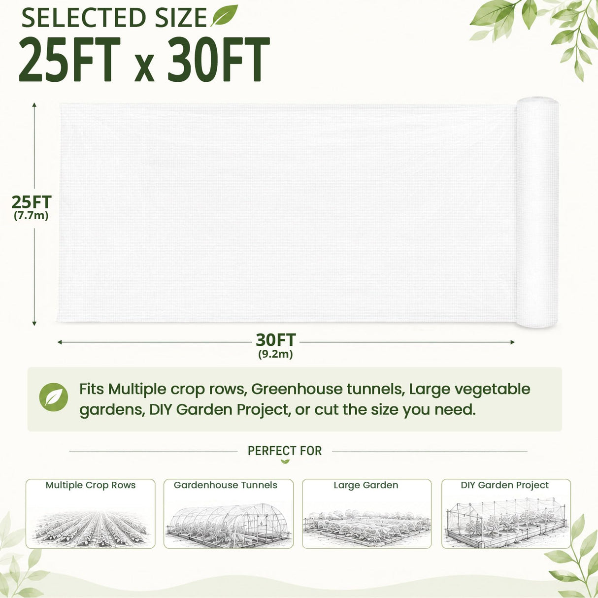 30x25Ft Garden Netting, Fine Mesh Insect Netting for Plant Protection
