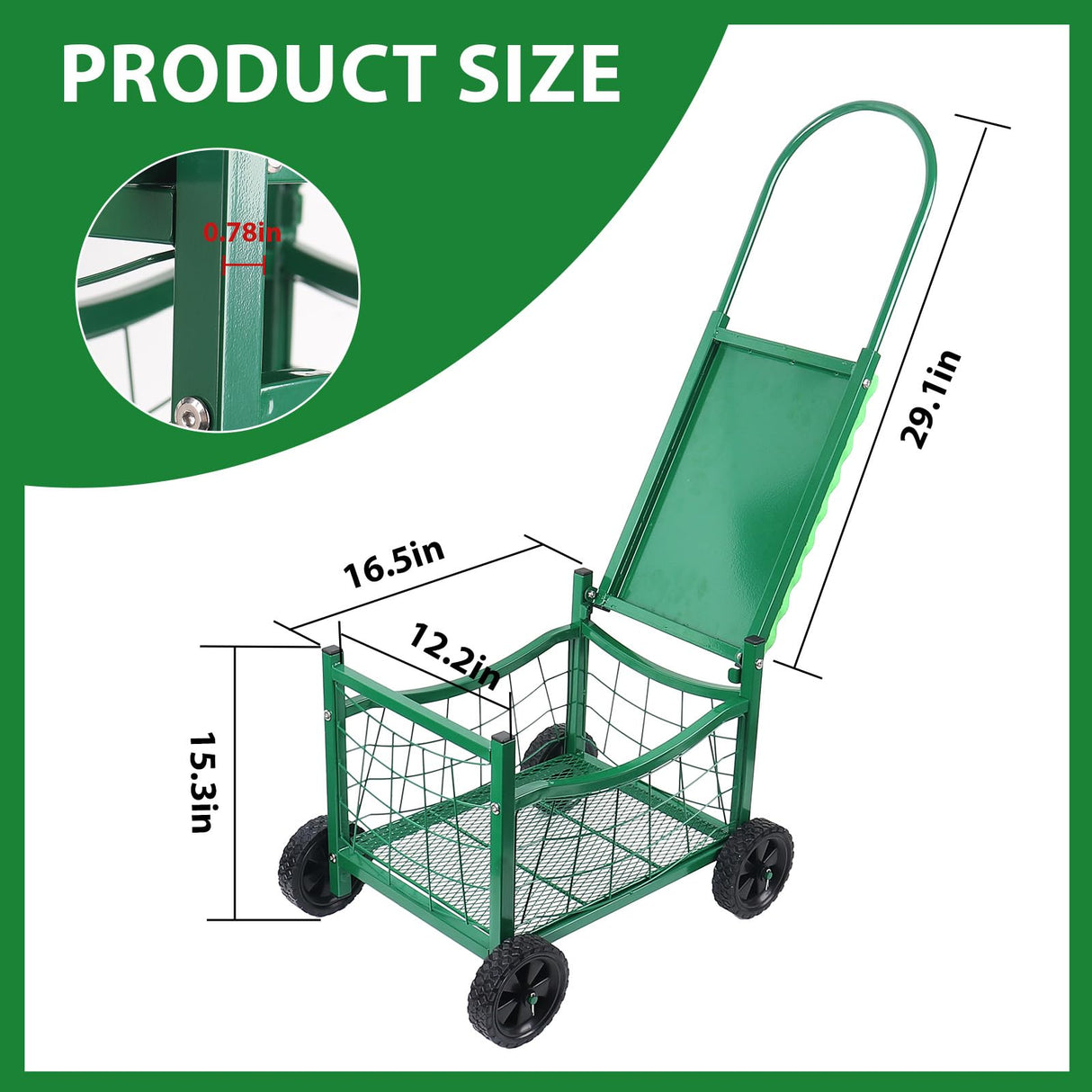 Rolling Garden Workseat with Wheels, Metal Frame Gardenning Stools with Padded Cushion,Hold 150Kgs