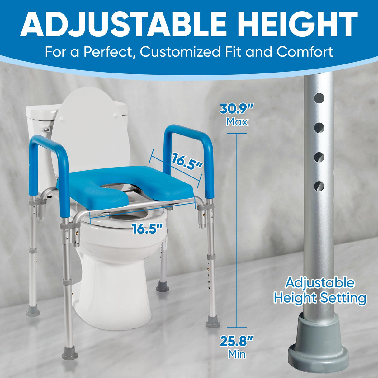 Platinum Health Original Ultimate Padded Raised Toilet Seat with Handles, Riser for Seniors with Adjusted Height & Width, FSA HSA Eligible 420lb for Elderly, Seniors, Pregnant, Fits any Toilet