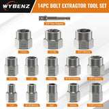14 PCS Bolt Extractor Set, 3/8" Drive Impact Bolt & Lug Nut Remover Socket Tool Kit, Stripped Bolt Extractor Socket Set For Broken,Damaged, Frozen, Studs, Rusted, Rounded-Off Bolts, Nuts & Screws