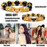 SOOWOOT Feng Shui Wealth and Luck Bracelet for Men and Women: 3Pcs Set with Pixiu and Black Obsidian, Brings Prosperity, Offers Protection, Attracts Good Fortune and Repels Evil Spirits