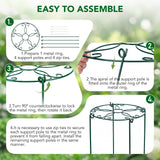 6 Pack 16 x 24 Inch Peony Cages and Supports, 16" D x 24" H Grow Through Plant Support Grid Brace for Outdoor Plants Flower, Metal Peony Stake Peony Ring Hoops Frame Support for Rose Tomato Vegetables