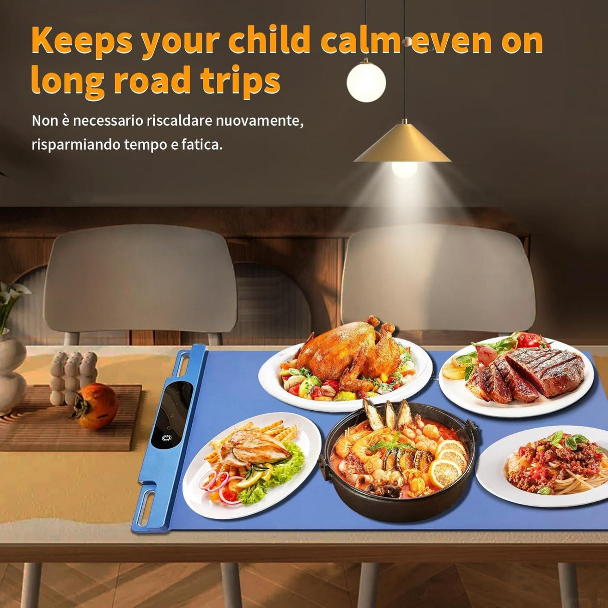 HGUNBI Food Warming Mat,Fast Heating Silicone Electric Warming Tray with 3 Level Temperature and 3 Level Timer, Roll Up Buffet Hot Plates Heat Pads