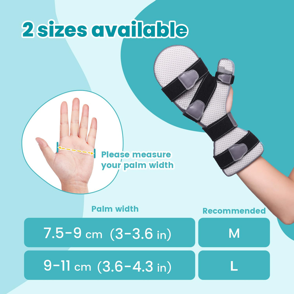 Stroke Hand Brace Splint for Straightening Fingers with 5 Fingers Resting Support,Prevent Fingers Curling, Dupuytren's Contractures, Hand Spasms, Fit Right & Left, Men & Women - L