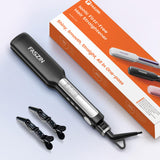 Faszin Professional Hair Straightener, 1.65inch Wide-Plate, Titanium Negative Ion Flat Iron, 30s Rapid Heating, LED Temp Display, Wide Voltage & 10 Adjustable Temp Levels (260-450℉) - Black
