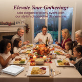 Aya's 60ct White Square Disposable Plates - Heavy Duty Plastic Party Plates for Christmas, Thanksgiving (30 Dinner & 30 Salad)