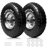Storystore 2-Pack 4.10/3.50-4 Tire and Wheel - 10 Inch Solid Rubber Tire Wheels with 5/8" Bearings, 2.2" Offset Hub for Hand Truck, Trolley Dolly, Garden Cart and Wheelbarrow
