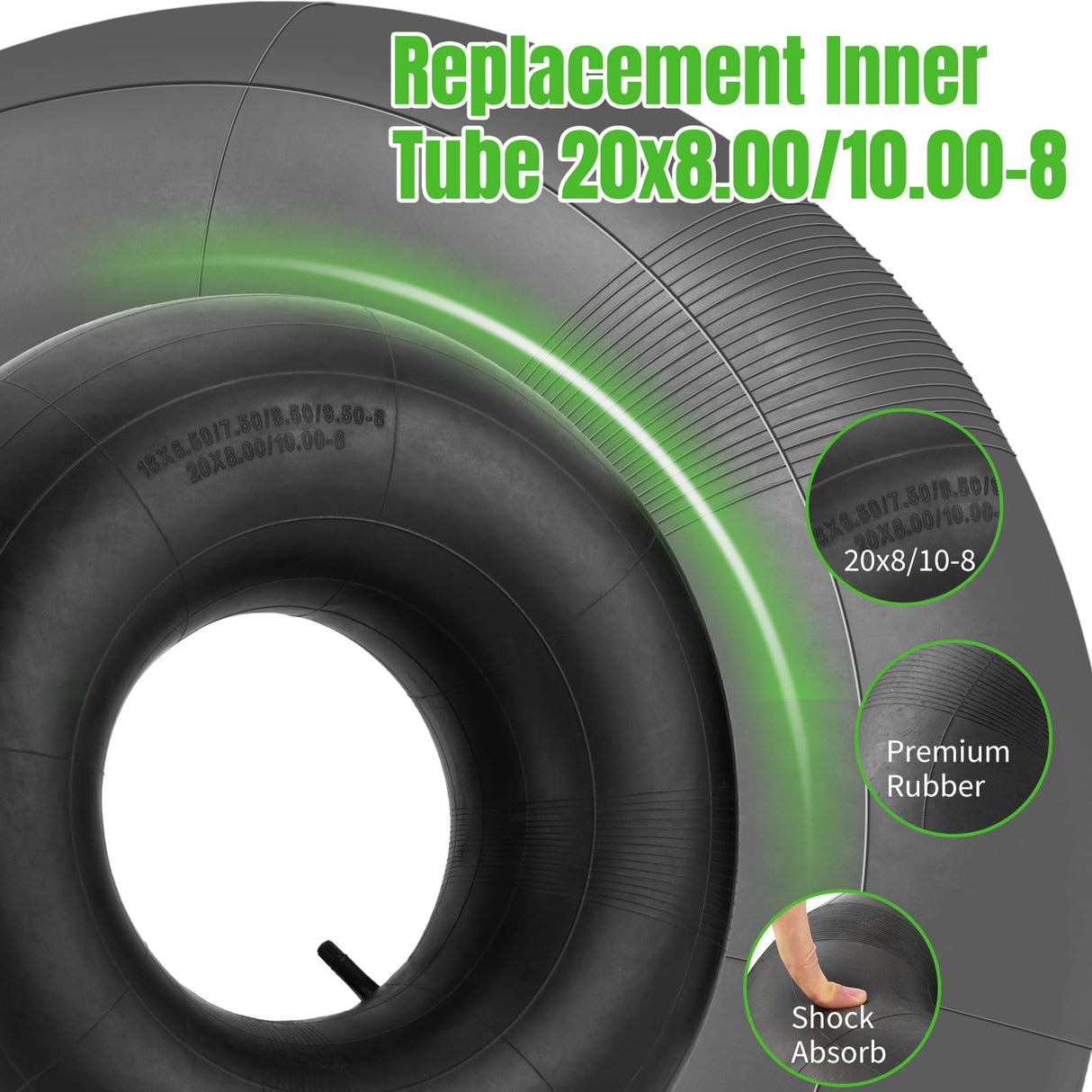 20x8.00-8 20x10.00-8 Inner Tubes with TR-13 Straight Valve Stem, 2 Pack