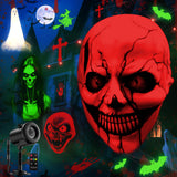 12 in 1 Halloween Christmas Projector Lights Outdoor, 3D Dynamic Ghost/Spider/Bat/Skull/Witch/Nativity/Santa in Sleigh Halloween Decorations,Night Light for Party Home Window Wall Holiday Decor