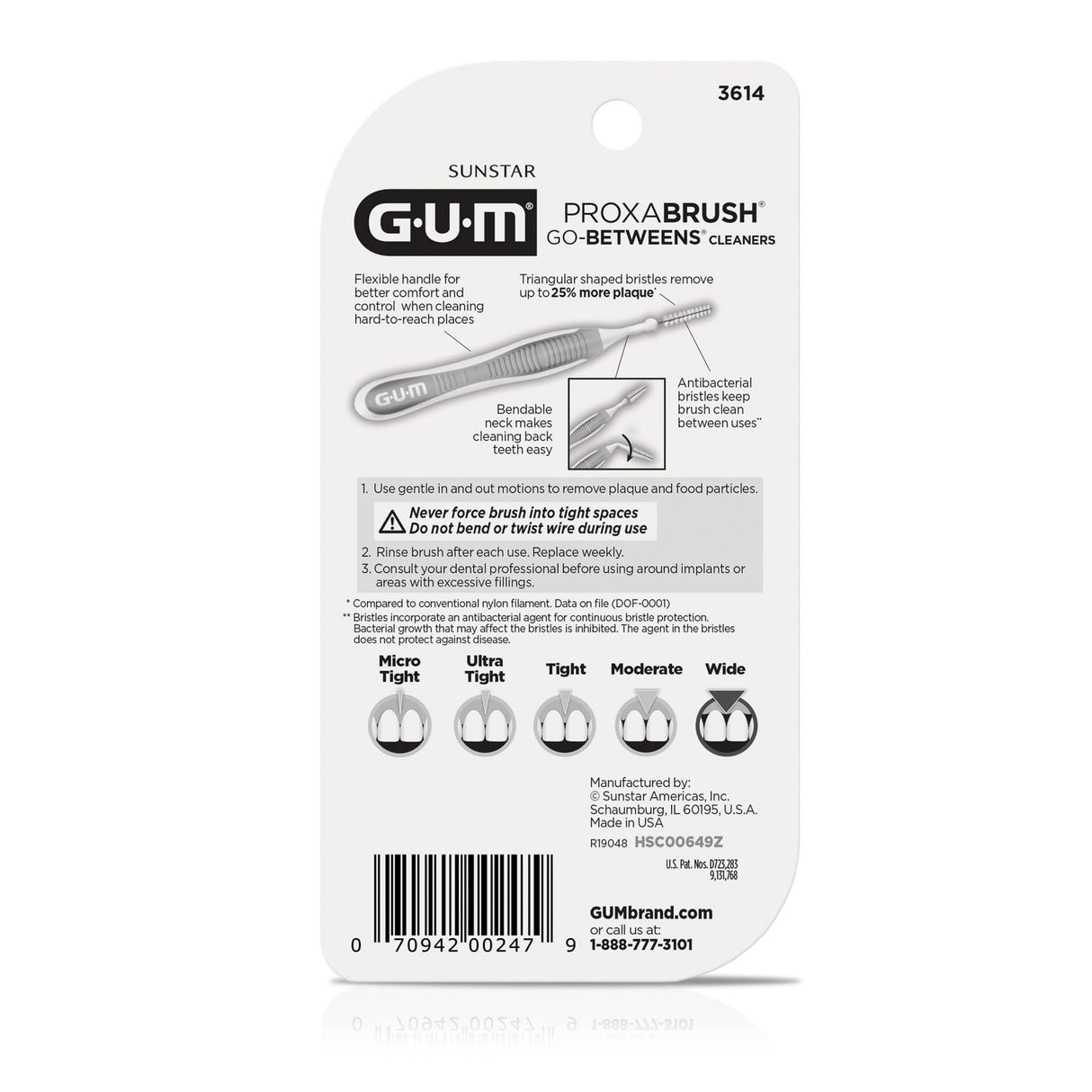 GUM Proxabrush Go-Betweens - Wide - Interdental Brushes - Soft Bristled Dental Picks for Plaque Removal Health - Safe for Braces & Dental Devices, 10 Count (Pack of 4)