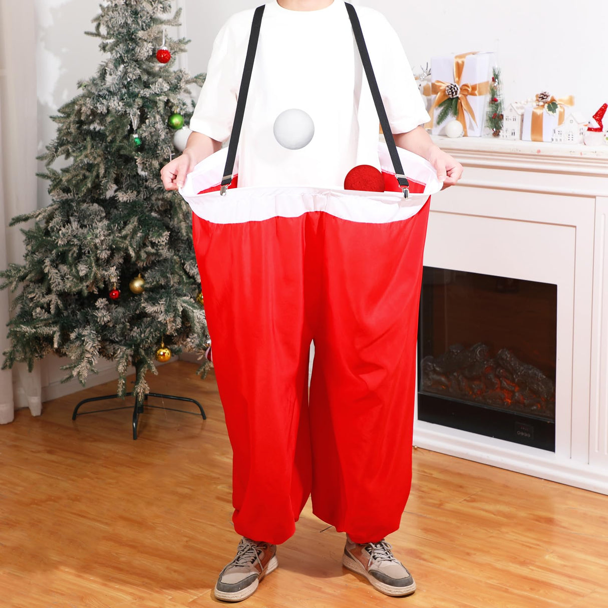 Leitee Santa Pants Snowball Fight Toss Game Red and White Christmas Fake Snowball Activity Christmas Party Activities for Families Yard Outdoor and Indoor Games Set