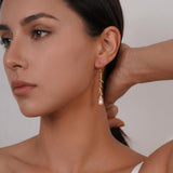 JaruJaru Elegant Freshwater Baroque Pearl Drop Earrings, Real Naturally Cultured Pearls, Long Dangle Earrings for Women, 18K Gold-Plated, Unique Jewellery Gift for Her (Gold Willow Leaf)