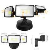 Onforu 75W Flood Lights Outdoor, 7000LM Brightness Security Lights Switch Controlled, 3 Adjustable Heads, IP65 Waterproof, 6500K Wall Mount Exterior LED Flood Light