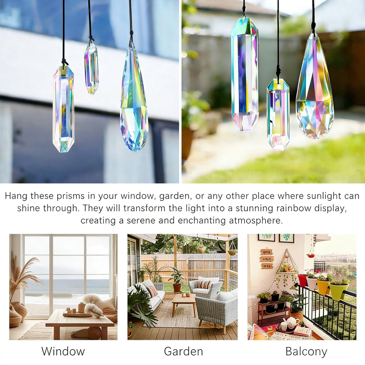 OneraOner Prism Crystal Suncatcher,3Pcs Rainbow Maker for Window Hanging