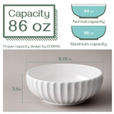 DOWAN 9.8'' Serving Bowls, 86 oz Large Salad Bowl, Ceramic Serving Dishes, Set of 2, Pumpkin Shape for Christmas, Entertaining, Party, Kitchen, Dinner, Banquet, Housewarming Gift, White