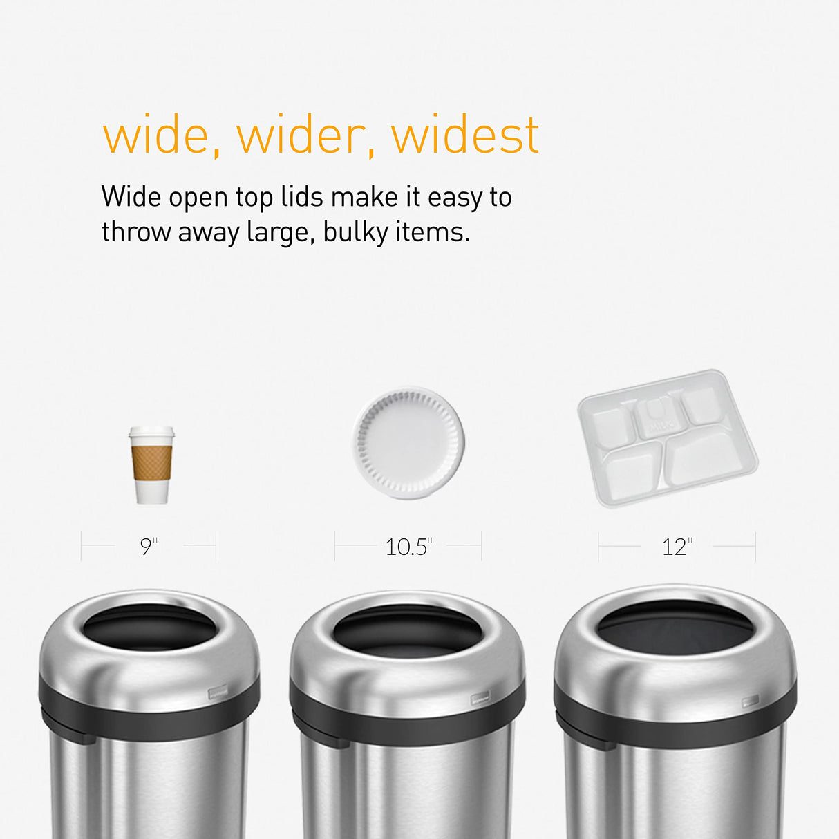 simplehuman 60 Liter / 16 Gallon Bullet Open Top Trash Can, Commercial Grade Heavy Gauge, Brushed Stainless Steel