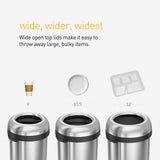 simplehuman 60 Liter / 16 Gallon Bullet Open Top Trash Can, Commercial Grade Heavy Gauge, Brushed Stainless Steel