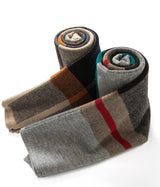Villand Australian Merino Wool Tartan Knitted Scarf for Men, Plaid Winter Warm Thick Soft Neckwear with Gift Box, 12" W x 70" L (Camel Orange Tartan)