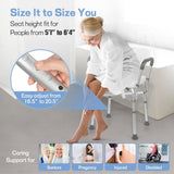 TABEKE Shower Chair for Inside Shower, FSA/HSA Eligible 500lb Compact Shower Chair with Backrest & Padded Armrest, Height Adjustable Shower Bench W.Suction Cups, Shower Seat for Elderly and Disabled