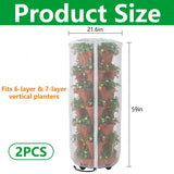 2 Pcs Vertical Plant Pot Insect Netting with Zipper, 59"x22" Stackable Planter Garden Net Cover, 6 to 7 Tier Planter Pot Insect Bird Barrier Protection Mesh for Strawberry Herb Flower Fruit Vegetable