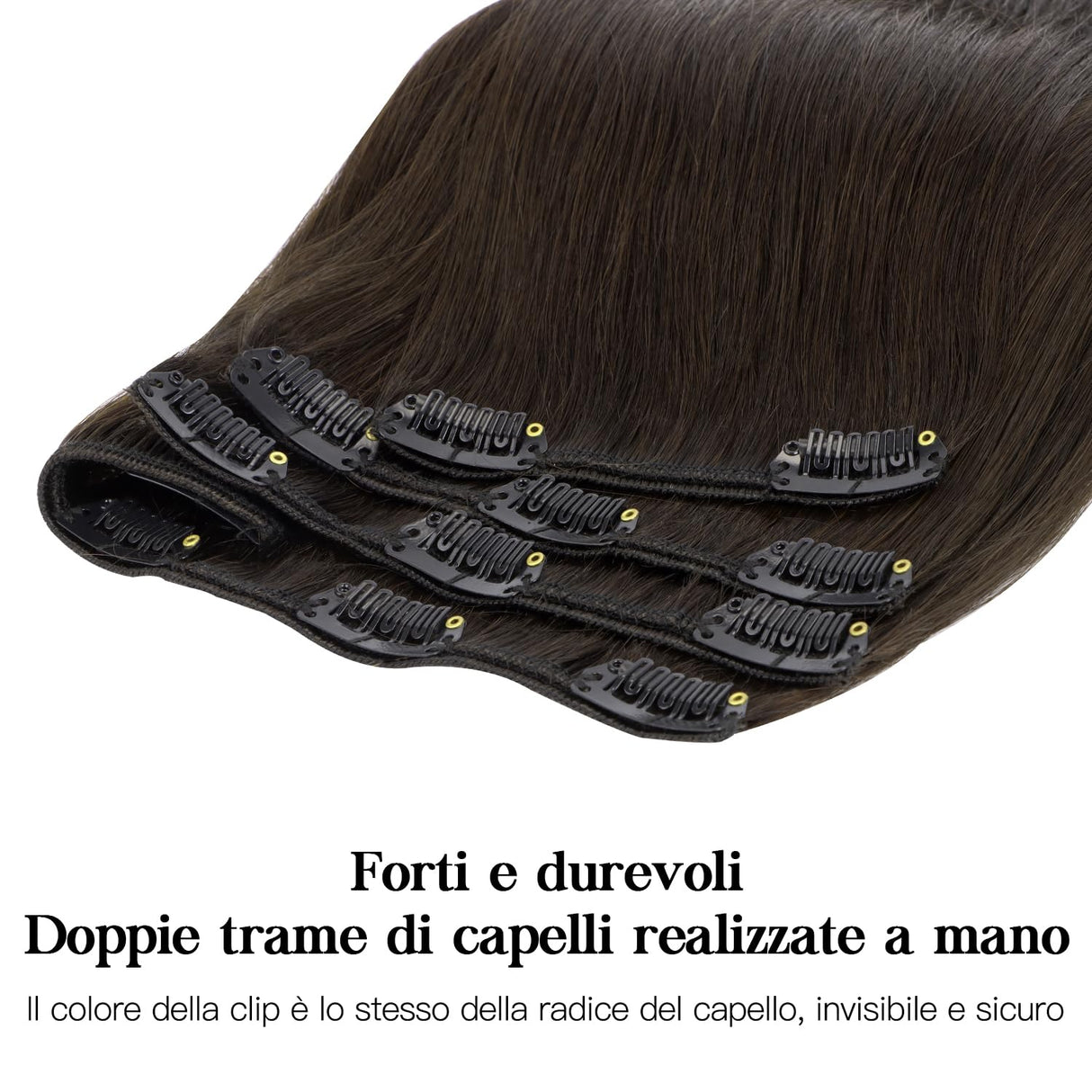 HOTBANANA Human Hair Clip in Hair Extensions, Dark Brown 120g Clip in Hair Extensions Real Human Hair Straight Remy Hair Clip in Hair Extensions 22 Inch 7pcs